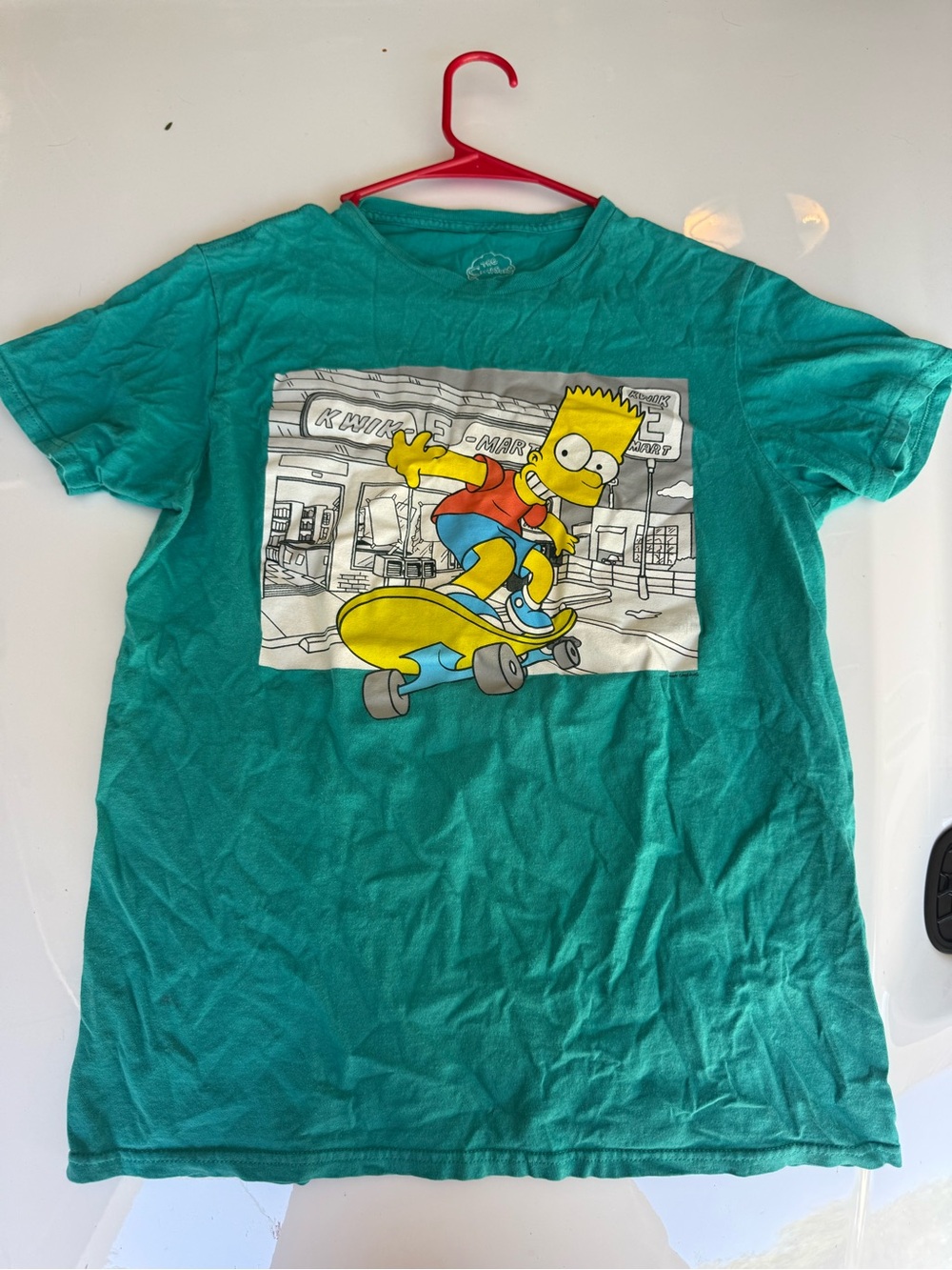 The Simpsons Bart Skateboard Graphic Teal Kids Tee